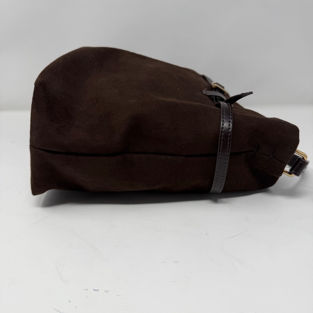 House of Harlow 1960 Suede Belted Bucket Bag Crossbody Brown Women - Picture 5 of 12